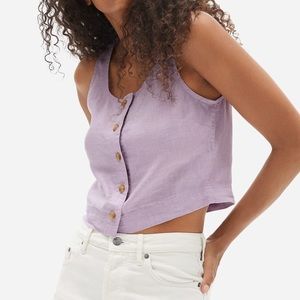 Everlane Linen Button-Front Crop Tank